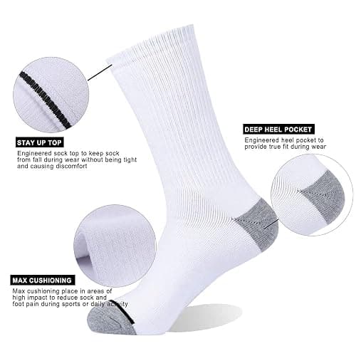 EnerWear 10P Pack Unisex Cotton Moisture Wicking Cushion Crew Socks thumbnail 5
