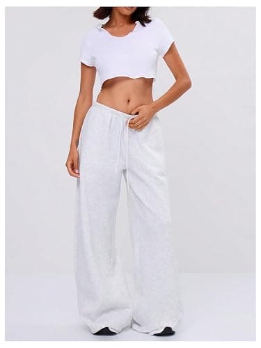 SHENHE Women's Y2k Baggy Sweatpants Low Rise Wide Leg Drawstring Open Bottom Loose Pants thumbnail 3