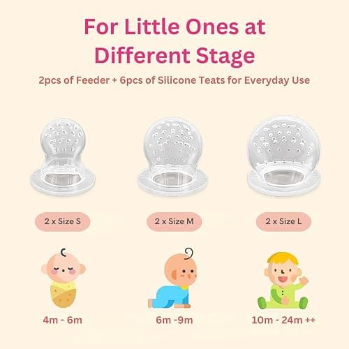 NatureBond Baby Food Feeder/Fruit Feeder Pacifier Nibbler (2 Pack) - Infant Teething Toy Teether Weaning in Appetizing Colors | + Additional Silicone Sacs thumbnail 3