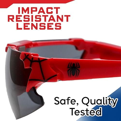 Marvel Spiderman Sunglasses for Kids - Stylish, Comfortable & Durable UV-Protective Spiderman Glasses With Soft Carrying Case - Red - Black thumbnail 5