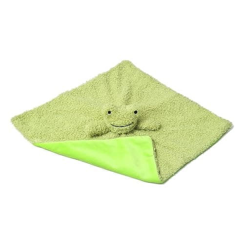 Doindute Baby Green Frog Soft Stuffed Animal Security Blanket, Plush Frog Character Lovey Blanket, Baby Shower/Nursery Gift, Newborn Infant Toddler Snuggle Blankie for Boys Girls, 14 Inches thumbnail 3