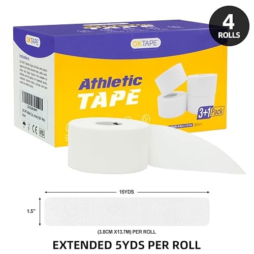 OK TAPE Athletic Sports Tape（4 Packs) - 45ft Per Roll Very Strong Tape for Athlete & Sport Trainers & First Aid Injury Wrap, Perfect for Fingers Ankles Wrist on Bat, Hockey Stick - Black thumbnail 7