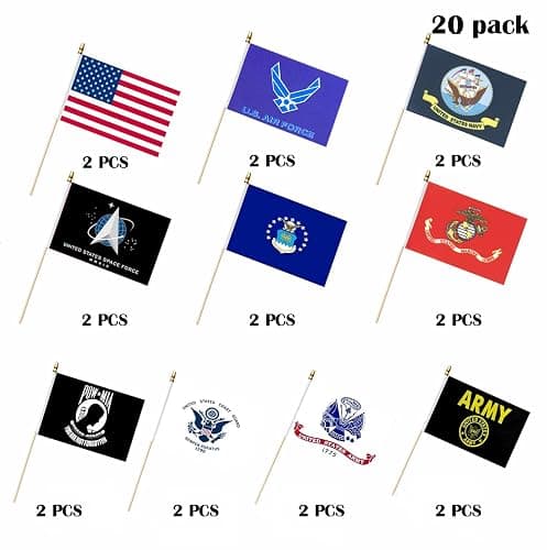 Lebei Military Flag Small Mini Army Armed Forces All Military Branches Handheld Stick Flags for Veterans Day Memorial Day 4th of july decorations,4x6 Inch 20 Pack thumbnail 5