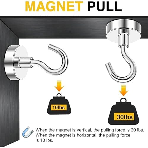 DIYMAG Magnetic Hooks, 30lbs+ Magnet Hook 2026 Cruise Cabin Ship Essentials Heavy Duty Strong Magnets Refrigerator Fridge Hanging for Classroom Beach Vacation Kitchen Grills Home 20 Pack (Silver) thumbnail 5