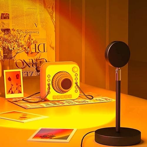 Balkwan Sunset Lamp Projection Rotation Rainbow Lamp Led Romantic Visual Led Light Network Red Light with USB Modern Floor Stand Night Light Living Room Bedroom Decor (Sunset Red) thumbnail 6
