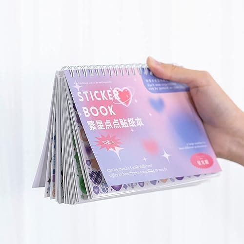 Doraking Colorful Sticker Book, 50 Sheets Shiny Love Bubble Heart Butterfly Ribbon Cute Stickers for Junk Journal Arts Craft Greeting Cards Scrapbook Supplies Home Decoration, DIY Deco Stickers (A) thumbnail 7