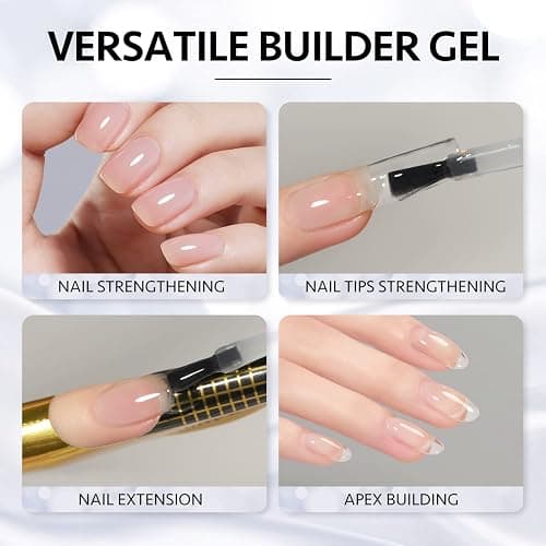 GAOY Clear Builder Gel for Nails, 16ml Nail Strengthener in a Bottle, Nail Extension Hard Gel, Soak Off Long Lasting UV Light Cure, Base Coat Top Coat Needed thumbnail 6
