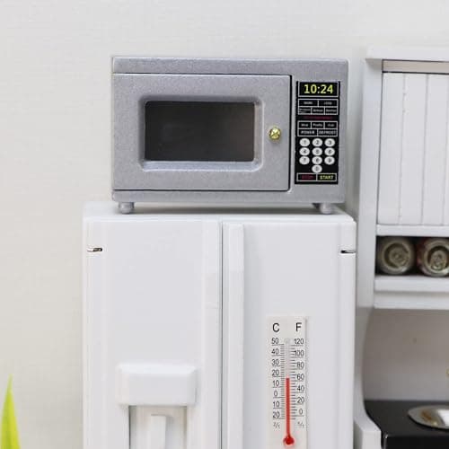 Miniature Microwave Dollhouse Accessories Oven Mini Kitchen Furniture Appliance 1:12 Mini House Decoration Model Decor High Simulation Accessories Ornaments (Silver) thumbnail 6