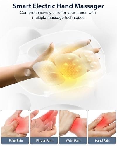 CINCOM Hand Massager - Cordless Hand Massager with Heat and Compression for Arthritis and Carpal Tunnel, Gifts for Women(White) thumbnail 2