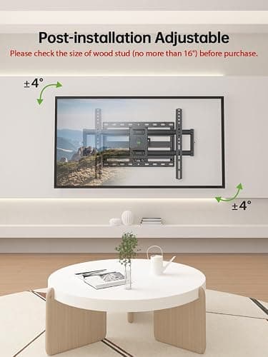 USX Mount Full Motion TV Wall Mount for Most 42-90 inch Flat Screen/LED/4K, TV Mount Bracket Dual Swivel Articulating Tilt 6 Arms, Max 16" Wood Studs, VESA 600x400mm, Holds up to 132lbs thumbnail 6