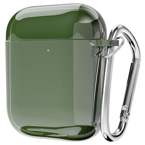 Svanove for Airpods Case Clear Hard Shell Plastic, Transparent TPU Girly Airpods 1st 2nd Generation Case with Keychain, Y2k Aesthetic Trendy Airpods Cover Accessories for Women, Green - Image 1