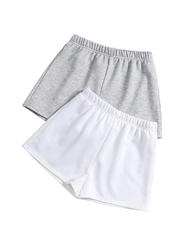 SOLY HUX Girl's Summer Casual Sweat Shorts 2 Packs Elastic Waist Wide Leg Short Pants with Pocket - Image 1