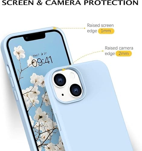 Telaso Compatible with iPhone 14 Case, Liquid Silicone Soft Gel Rubber iPhone 14 Phone Case Slim Thin Phone Case with Microfiber Lining Protective Phone Cases Cover for Men Women, Baby Blue thumbnail 3