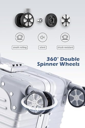 HotWay Carry On Luggage with Spinner Wheels, Aluminum Hard Shell Zipperless Suitcase with TSA Lock, 22x14x9 Airline Approved Luggage for Business Travel (Aluminum Silver, 20 Inch) thumbnail 3