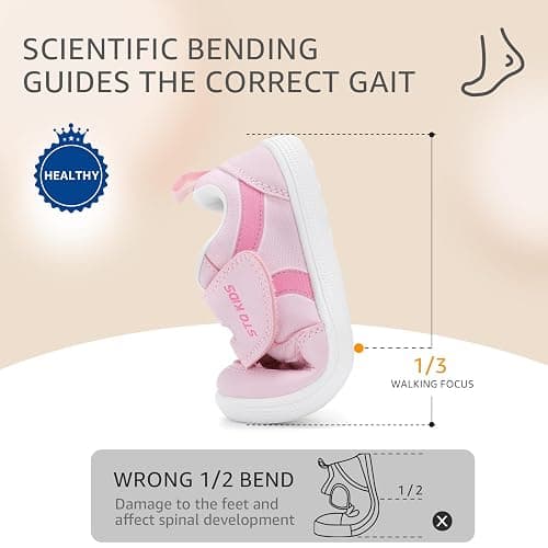 Toddler Wide Toe Box Barefoot Shoes Boys Girls Sneakers Kids Tennis Shoes Preschool Non Slip Lightweight Comfortable First Walking Shoes Running Outdoor Activities thumbnail 6