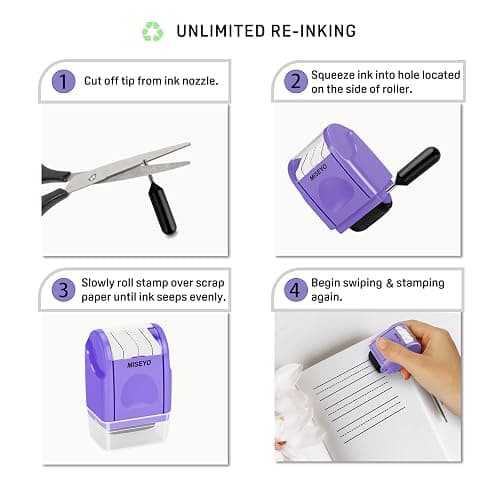 Miseyo Dashed Handwriting Lines Practice Roller Stamp,Self-Inking Line Rolling Stamps for Kids Writing - Purple thumbnail 5