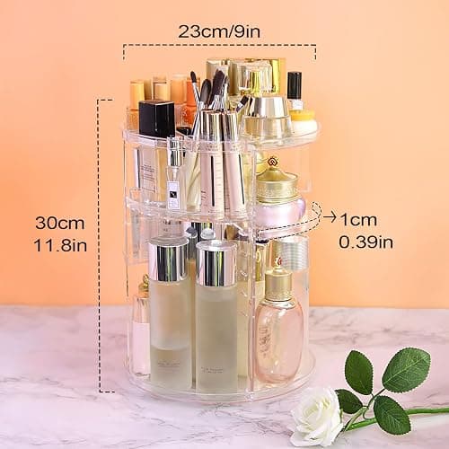 YIEZI 360 Rotating Acrylic Makeup Organizer, Multi-function Adjustable Detachable Display Case, Storage Cosmetic, Skincare, Perfume, Best Organization in Dresser, Bedroom, Bathroom, Kitchen (Clear) thumbnail 3
