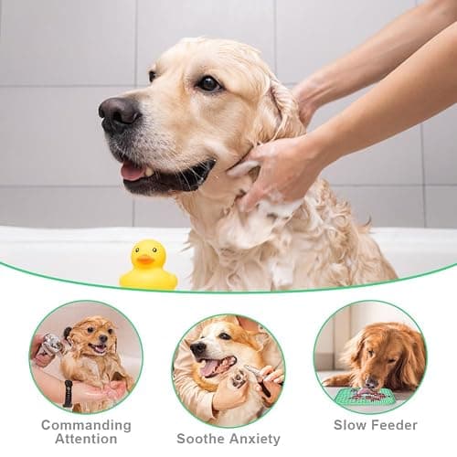 HOTUT Dog Lick Mats with Suction Cups 20 * 20cm,2pcs Licking Mat for Dogs and Cats,Dog Slow Feeder Licky Pat with Spatula and Brush,Licking Pad for Food,Treats,Anxiety Reducer,Boredom thumbnail 4