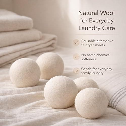 Updated Version(Made of The Latest Shearing) Wool Dryer Balls Pack of 6 XL,Premium Reusable New Zealand Natural Fabric Softener,Saves Drying Time, Handmade Dryer Balls… thumbnail 3