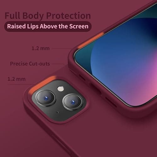 Cordking Designed for iPhone 13 Case, Designed for iPhone 14 Case, Silicone Ultra Slim Shockproof Protective Phone Case with [Soft Anti-Scratch Microfiber Lining], 6.1 inch, Plum thumbnail 4