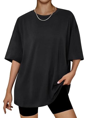 Trendy Queen Womens Oversized Summer T Shirts Plus Size Batwing Cute Casual Tops Short Sleeves Fashion Workout Clothes - Image 1