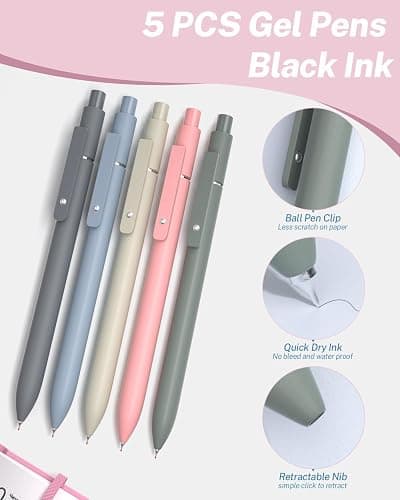 Smallbudi 43PCS Aesthetic School Supplies with Pen Case, 5 Black Ink Gel Pens, 12 Pastel Highlighters, 6 Mechanical Pencil Set 0.5 & 0.7 & 0.9 mm, Back To School Supplies for Students Stationary thumbnail 5