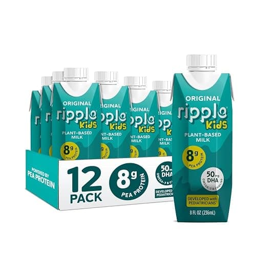 Ripple Kids Original Plant Based Milk | Pediatrician Recommended | 8g Pea Protein | Shelf Stable | Vegan & Non GMO Certififed | Dairy, Soy, Nut, Gluten, and Lactose Free | 8 Fl Oz (Pack of 12) - Image 1