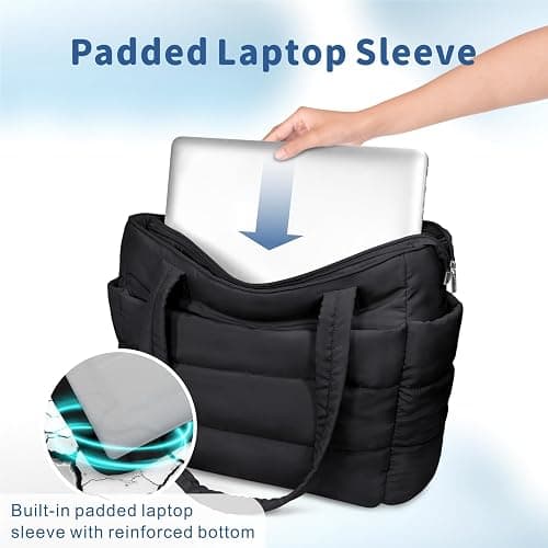 TOPDesign Puffer Tote Bag for Women, Lightweight Puffy Handbag with Compartments, Quilted Shoulder Bag for Work, Travel, Gym thumbnail 6