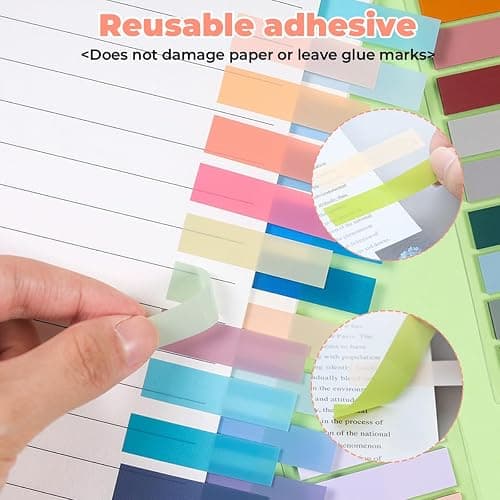 2800 Pezzi Segnapagina Adesivi,14 Stili Note Adesive Morandi con Pagina Trasparente,Colorati Segnapagina,Adesivi Colorati Indice,Segnalibri Adesivi Sticky Notes Trasparenti,per Indice,Classificazione thumbnail 3