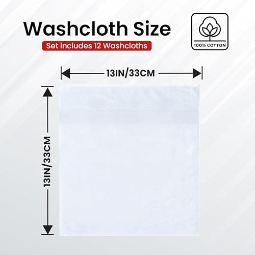 Infinitee Xclusives 100% Cotton Luxury Wash Cloths for Showering - 12 Pack | Washcloths [13x13] - Soft and Absorbent Face Towels for Bathroom Wash Clothes - Gym, Spa & Hotel Use thumbnail 3