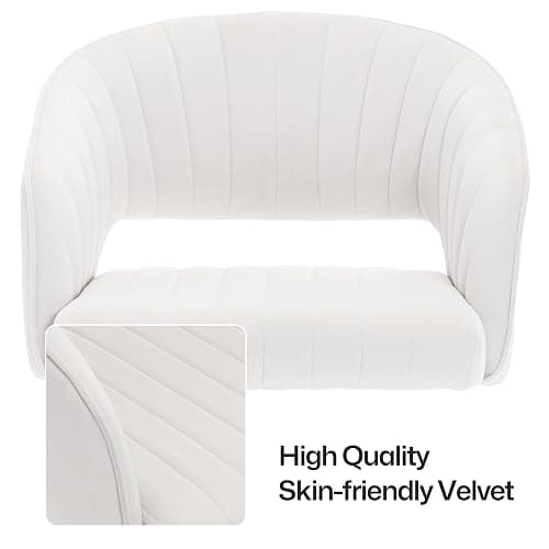 HENGJIANYI Home Office Swivel Desk Chair, Modern Velvet Vanity Chair, Height Adjustable Armchair with Gold Base, Ergonomic Office Chair for Task Study Computer Room, Beige thumbnail 9