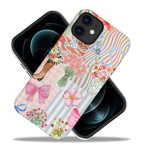 TnXee Case Compatible with iPhone 11,Fall Prevention Hybrid 2-Layer Hard Shell Cases for Girls Boys,Pink Bow Ribbon Collage thumbnail 2