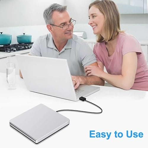 Guamar USB 3.0 Superdrive for Apple: External CD Drive for Mac MacBook Plug & Play Portable DVD Player Burner for Laptop PC Windows with USB-C Adapter/Carrying Case - Aluminum Silver thumbnail 8