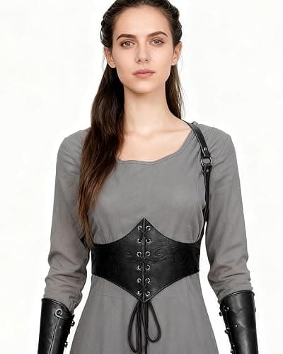 L'VOW Renaissance Leather Corset Belt Viking Leather Cinch Belt Women Halloween Medieval Accessory thumbnail 7