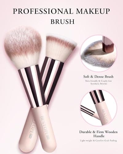 Makeup Brushes with Case, 20PCs Travel Makeup Brush Set, Foundation Concealer Blush Eyeshadow Brush Set Contour Powder Eyebrow Eyelash Brush Kit with Led Light Mirror Holder & 2 Powder Puff-Pink thumbnail 3