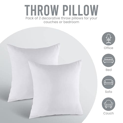 Utopia Bedding Throw Pillows Insert (Pack of 2, White) - 18 x 18 Inches Bed and Couch Pillows - Indoor Decorative Pillow thumbnail 5