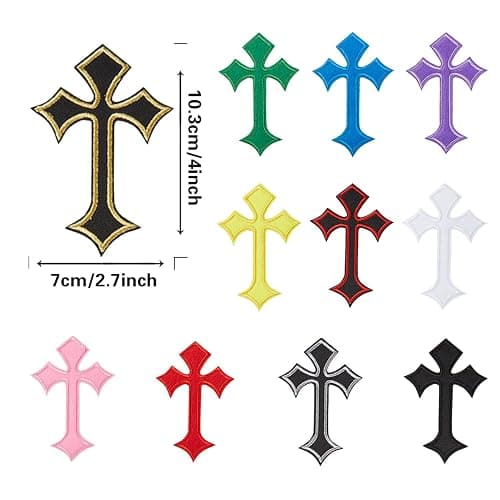 Nicime 22pcs Cross Patches, Iron on/Sew on Cross Applique Patch, DIY Iron Patches for Jeans Hats Shirts Jackets Backpacks thumbnail 3
