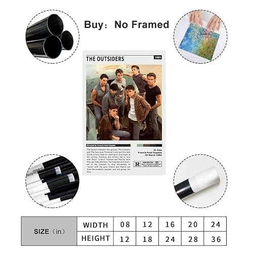 ZHANGLIUEN The Outsiders Poster Vintage Movie Poster Home Canvas Wall Art Decoration Gift for Office, Living Room, Dormitory, Boy's room, Bedroom 12x18inch(30x45cm) Unframed thumbnail 2