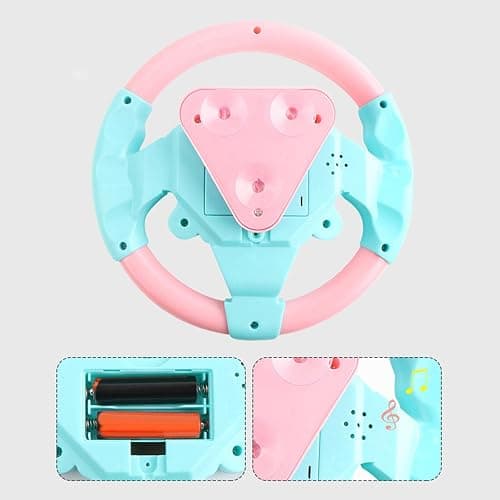 FQRDKT Portable Steering Wheel Wheel Toy Simulation Steering Wheel for Outdoor Garden, Pink thumbnail 3