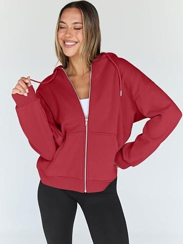 Trendy Queen Womens Zip Up Hoodies 2026 Oversized Sweatshirt thumbnail 2