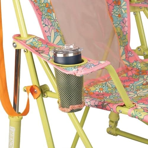 GCI Outdoor Comfort Pro Rocker Camping Chair | Portable Folding Rocking Chair with Durable Armrests & Drink Holder — Floral thumbnail 5
