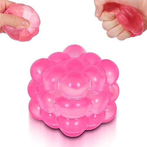 Ice Cube Squishy Fidget Toy, Standard Size 1.96 in Stress Ball for Adults and Kids, Puffwize Soft Textured Sensory Toy with Irregular Shape for Anxiety Relief and Improving Focus(Pink) - Image 1