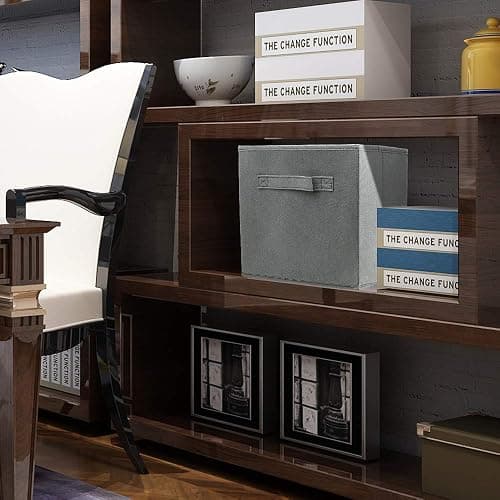 EBIGIC storage bins collapsible storage bins,cube storage organizer (Pack of 6) 9 * 7.5 * 7.5inch,For home and office Collapsible Closet Shelf Organizers, Drawer Organizers (Grey) - 9”x 7.5”x 7.5” - Grey 6Pack thumbnail 2