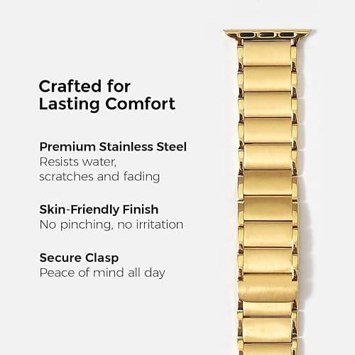My Pretty Strap - Compatible Apple Watch Band Strap, Stainless Steel Fashion iWatch Replacement Strap- Easy Resizing, No Tool Needed, Fits Most Wrists- Series 1-11, SE and Ultra thumbnail 3