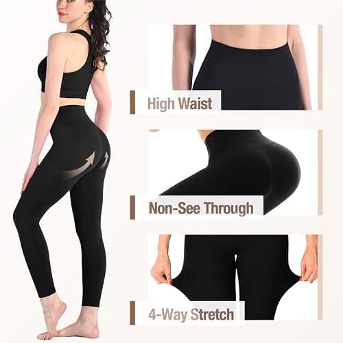 Leafigure 3 Pack Leggings for Women High Waisted Buttery Soft Yoga Pants for Workout Running Gym Athletic thumbnail 4