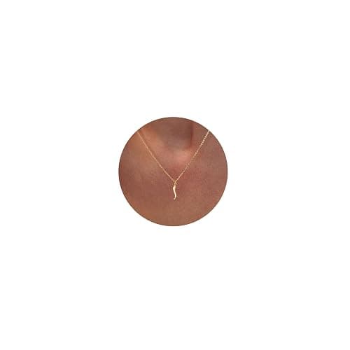VRIUA Gold Necklace for Women - 14K Gold Plated Dainty Italian Horn Star of David Butterfly Bow Sun Lotus Volleyball Baseball Cowboy Boots Necklace Jewelry Everyday for Women - Image 1
