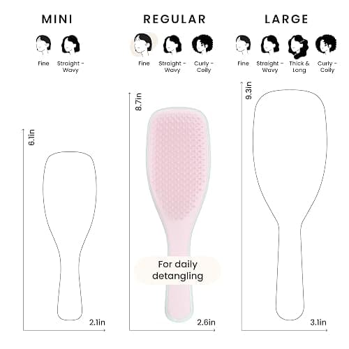 Tangle Teezer Fine & Fragile Ultimate Detangler Brush, Dry & Wet Hair Brush to Detangle & Reduce Breakage, Marshmallow Pink & Mint thumbnail 6
