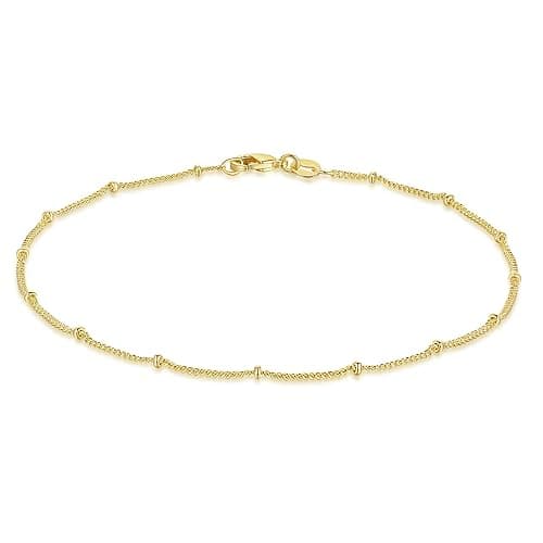 CANNCI 14K Gold Waterproof Anklets for Women and Men Charm Ankle Bracelets Jewelry for Everyday Wear Sizes 9-11 Inches - Image 1