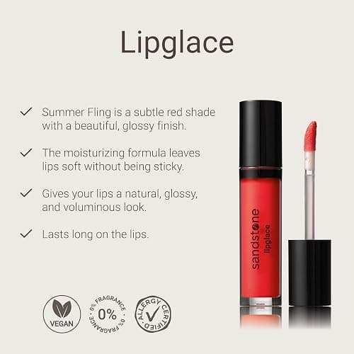 Sandstone Scandinavia Lipglace - Hypoallergenic Vegan Lip Gloss - Fragrance Free & Allergy Certified - Non Sticky & Moisturizing Lipgloss - Anti-Aging Hydrating Lipgloss (Summer Fling, 3,5 g) thumbnail 2