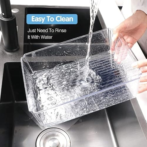 Pure Future 10-Pack Fridge Organizers and Storage with Lids - Clear Plastic Refrigerator Bins with Drain Trays - Stackable Produce Saver for Fruit, Veggies and Pantry, BPA-Free thumbnail 7
